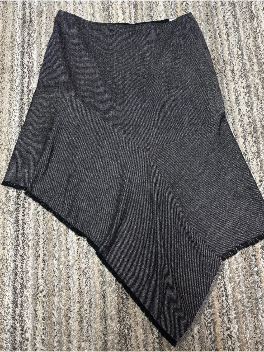 Anne Klein Black/White Women's Asymmetrical Hem Midi Skirt Size 16